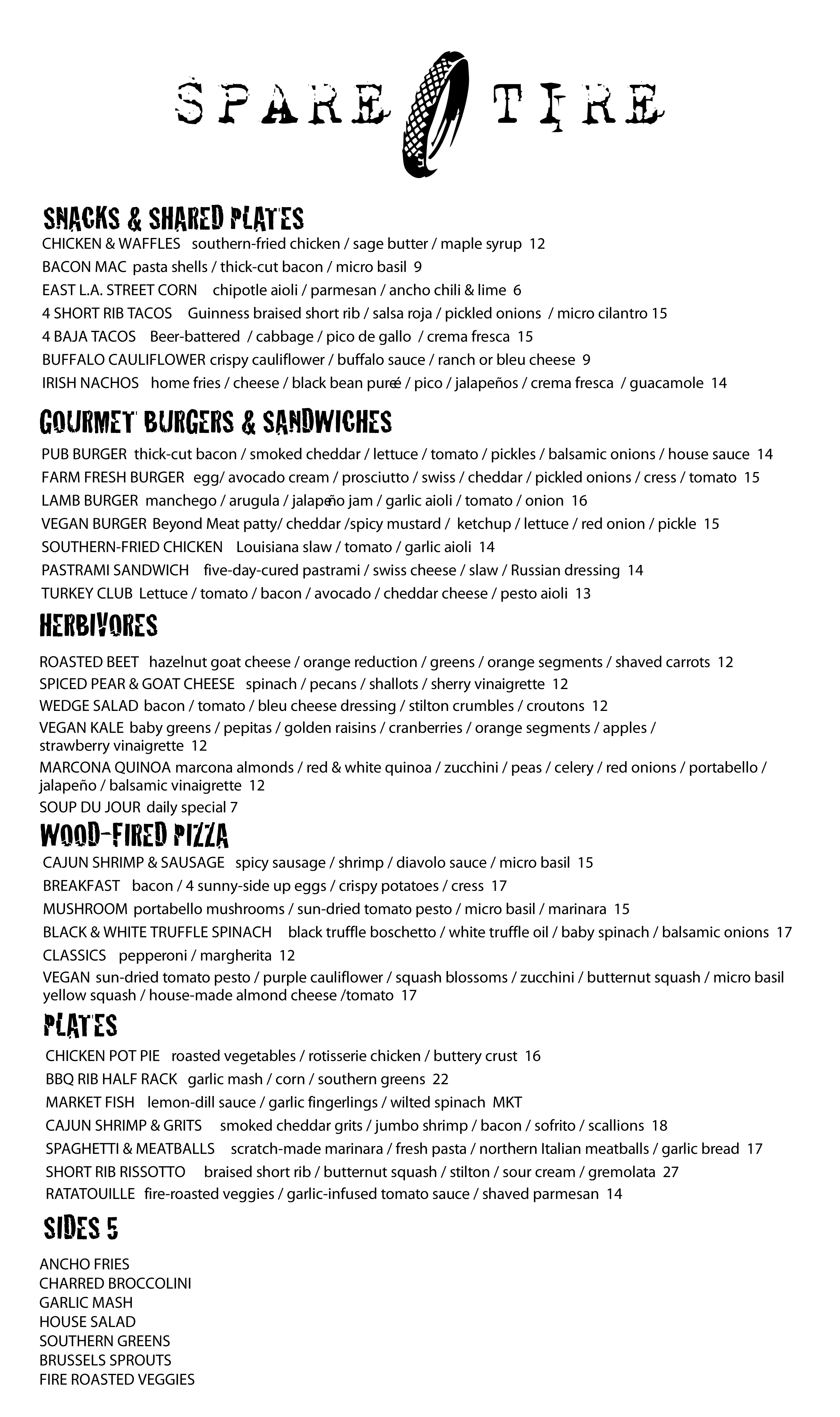 Spare Tire menu